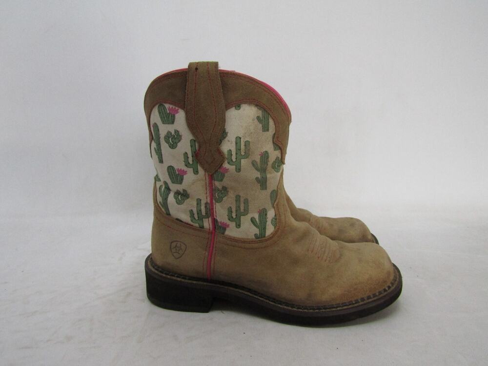 Ariat Womens Size 7 B Cactus Pink Brown Leather Cowboy Western Boots